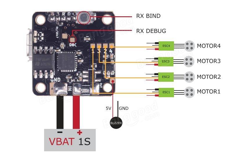 Racerstar F3D8 16X16mm Micro F3 Flight Control Board Built-in 8CH SBUS ...